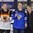 PLYMOUTH, MICHIGAN - APRIL 6: Germany's Julia Zorn #8 and Finalnd's Venla Hovi #9 are presented with the player of the game awards following a team Finland victory by a score of 8-0 in the bronze medal game at the 2017 IIHF Ice Hockey Women's World Championship. (Photo by Minas Panagiotakis/HHOF-IIHF Images)